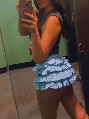 Ruffled Mini Short - Light Blue
